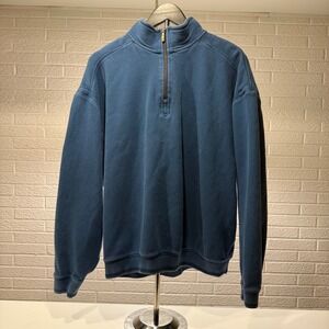Tommy‎ Bahama Blue Cotton 1/4 Zip Pullover Sweatshirt Men's XL TG